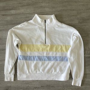 White short zip up sweater